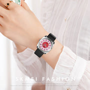 SKMEI Q029 Ladies Phone Number Pattern Dial Leather Strap Quartz Watch(Purple)
