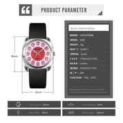 SKMEI Q029 Ladies Phone Number Pattern Dial Leather Strap Quartz Watch(Purple)