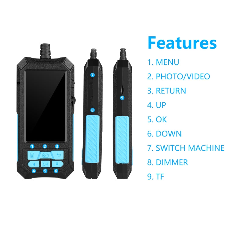 P90 11mm 4.5 inch HD 500W Autofocus Camera Endoscope Portable Water-resistant Industrial Pipe Endoscope, Hard Cable Length: 2m