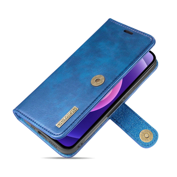 For iPhone 13 DG.MING Crazy Horse Texture Flip Detachable Magnetic Leather Case with Holder & Card Slots & Wallet(Blue) - iPhone 13 Cases by DG.MING | Online Shopping South Africa | PMC TechLife