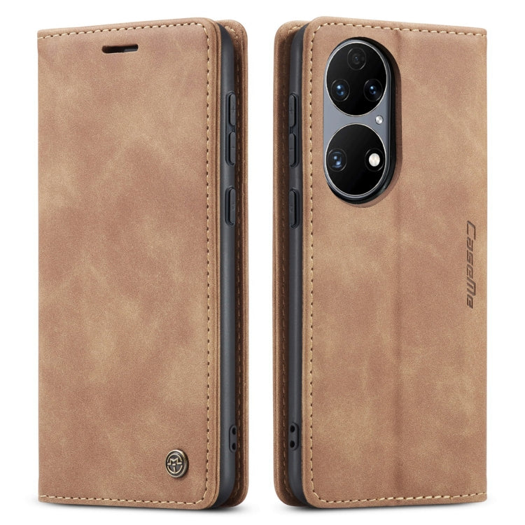 CaseMe 013 Multifunctional Horizontal Flip Leather Case with Holder & Card Slot & Wallet For Huawei P50(Brown)