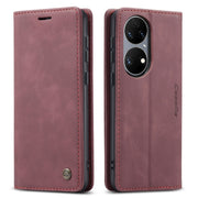 CaseMe 013 Multifunctional Horizontal Flip Leather Case with Holder & Card Slot & Wallet For Huawei P50(Wine Red)