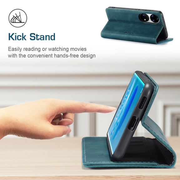 CaseMe 013 Multifunctional Horizontal Flip Leather Case with Holder & Card Slot & Wallet For Huawei P50 Pro(Blue)