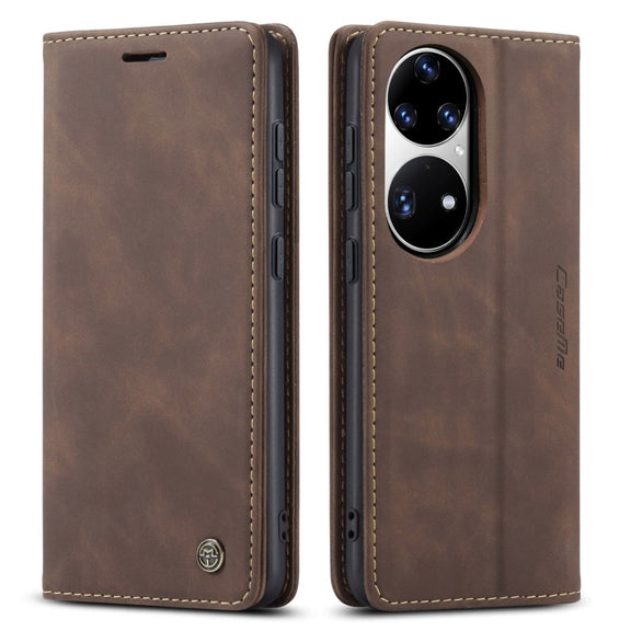 CaseMe 013 Multifunctional Horizontal Flip Leather Case with Holder & Card Slot & Wallet For Huawei P50 Pro(Coffee)