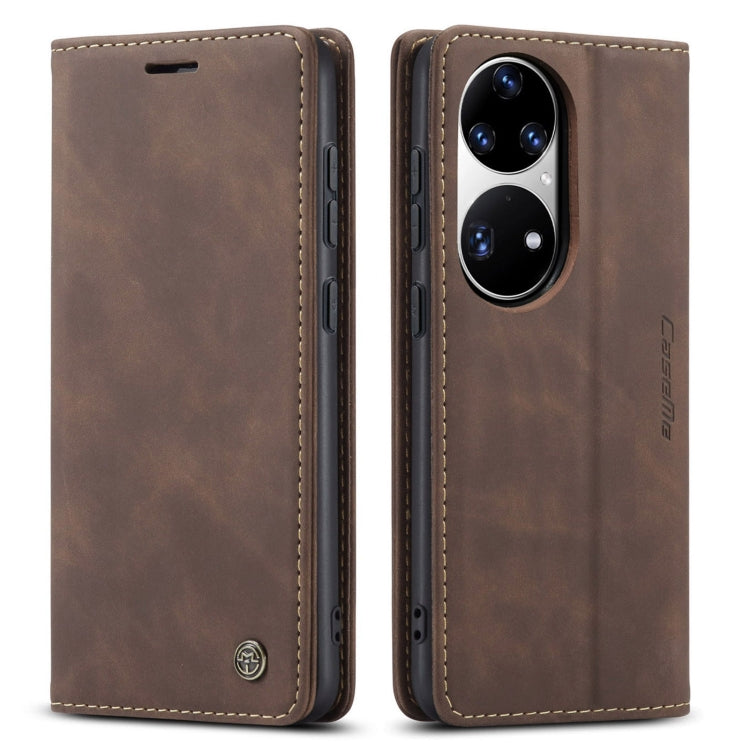 CaseMe 013 Multifunctional Horizontal Flip Leather Case with Holder & Card Slot & Wallet For Huawei P50 Pro(Coffee)