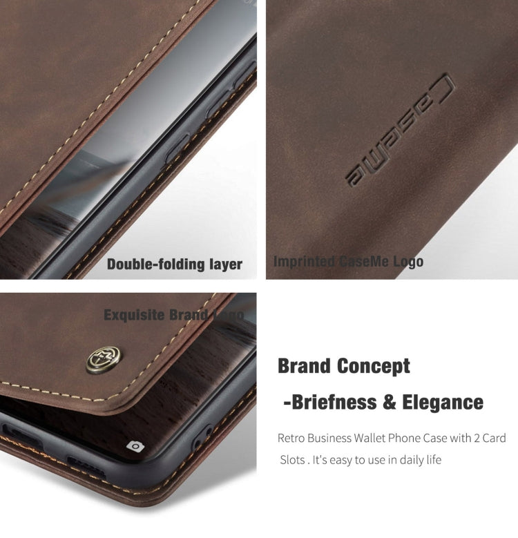 CaseMe 013 Multifunctional Horizontal Flip Leather Case with Holder & Card Slot & Wallet For Huawei P50 Pro(Coffee)