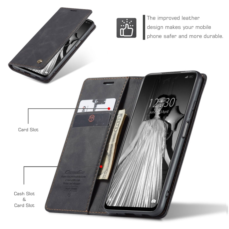 CaseMe 013 Multifunctional Horizontal Flip Leather Case with Holder & Card Slot & Wallet For Xiaomi Redmi Note 10 5G(Black)