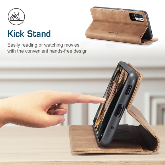 CaseMe 013 Multifunctional Horizontal Flip Leather Case with Holder & Card Slot & Wallet For Xiaomi Redmi Note 10 5G(Brown)
