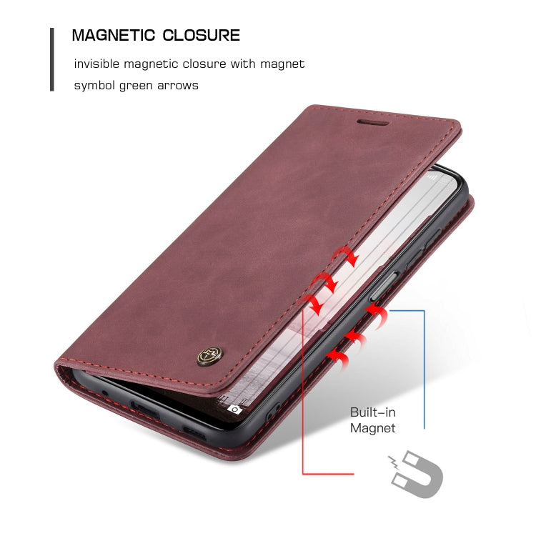 CaseMe 013 Multifunctional Horizontal Flip Leather Case with Holder & Card Slot & Wallet For Xiaomi Redmi Note 10 5G(Wine Red)