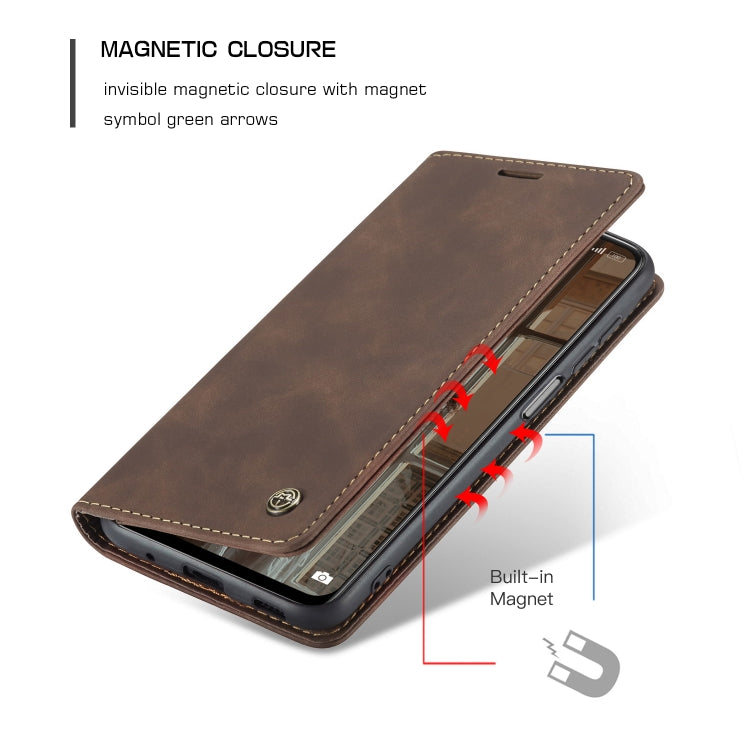 CaseMe 013 Multifunctional Horizontal Flip Leather Case with Holder & Card Slot & Wallet For Xiaomi Redmi Note 10 5G(Coffee)