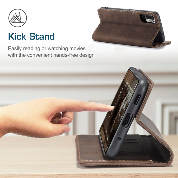 CaseMe 013 Multifunctional Horizontal Flip Leather Case with Holder & Card Slot & Wallet For Xiaomi Redmi Note 10 5G(Coffee)