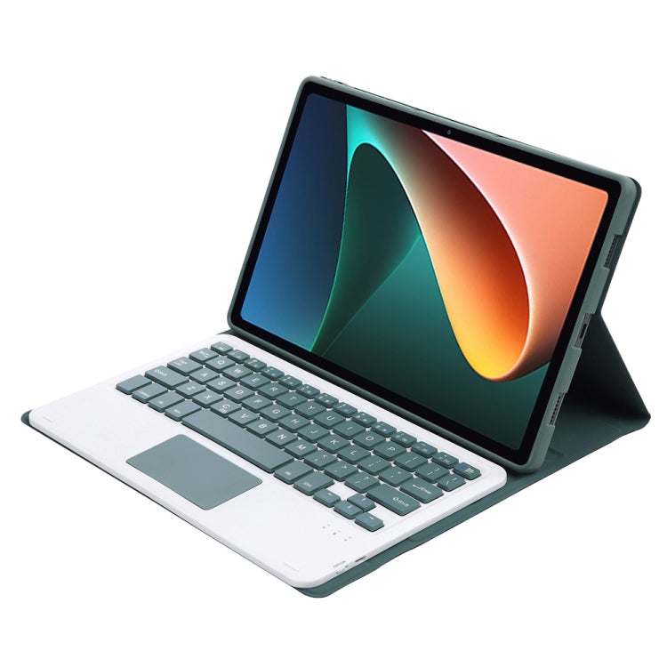 A0N5-A Ultra-thin Detachable Lambskin Texture TPU Bluetooth Keyboard Leather Tablet Case with Holder & Touchpad For Xiaomi Pad 5 / 5 Pro(Dark Green) - Xiaomi Keyboard by PMC TechLife | Online Shopping South Africa | PMC TechLife | Buy Now Pay Later Mobicred