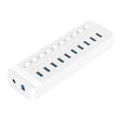 ORICO CT2U3-10AB-WH 10 In 1 Plastic Stripes Multi-Port USB HUB with Individual Switches, US Plug(White) - free shipping - PMC Jewellery - Order now!