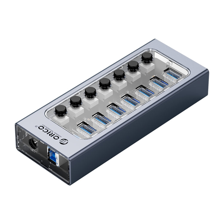 ORICO AT2U3-7AB-GY-BP 7 In 1 Aluminum Alloy Multi-Port USB HUB with Individual Switches, US Plug - free shipping - PMC Jewellery - Order now!