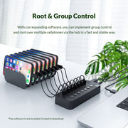 ORICO CT2U3-7AB-BK 7 In 1 Plastic Stripes Multi-Port USB HUB with Individual Switches, EU Plug(Black)