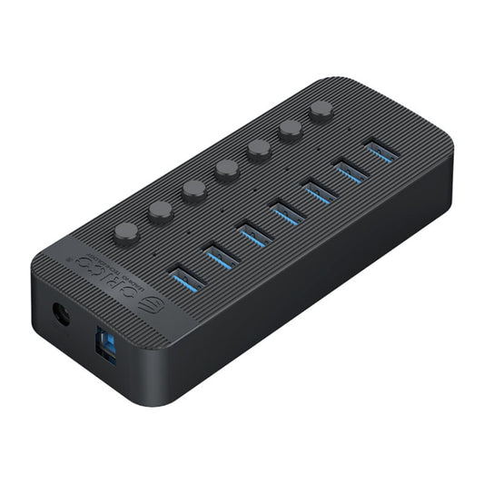 ORICO CT2U3-7AB-BK 7 In 1 Plastic Stripes Multi-Port USB HUB with Individual Switches, AU Plug(Black) - free shipping - PMC Jewellery - Order now!