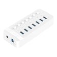 ORICO CT2U3-7AB-WH 7 In 1 Plastic Stripes Multi-Port USB HUB with Individual Switches, AU Plug(White) - free shipping - PMC Jewellery - Order now!