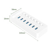ORICO CT2U3-7AB-WH 7 In 1 Plastic Stripes Multi-Port USB HUB with Individual Switches, AU Plug(White)
