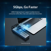 ORICO AT2U3-7AB-GY-BP 7 In 1 Aluminum Alloy Multi-Port USB HUB with Individual Switches, AU Plug
