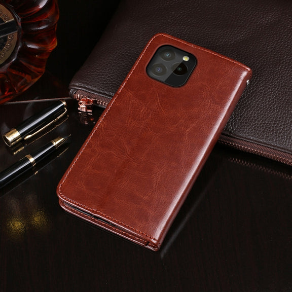 idewei Crazy Horse Texture Horizontal Flip Leather Case with Holder & Card Slots & Wallet For Oukitel C21 Pro(Brown)