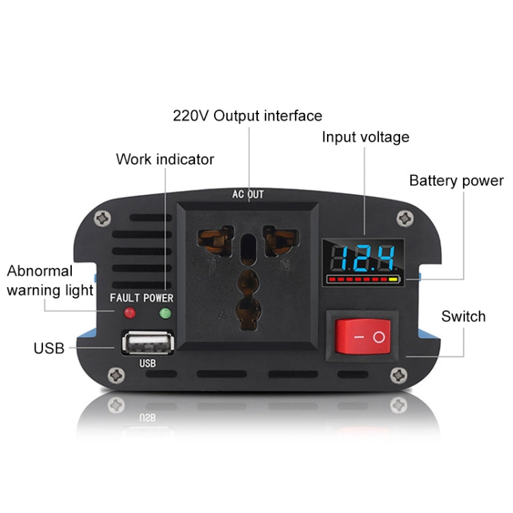 Carmaer 500W Car Smart Multi-function Digital Display Inverter Household Power Converter, Specification:24V to 220V - Modified Square Wave by PMC TechLife | Online Shopping South Africa | PMC TechLife | Buy Now Pay Later Mobicred