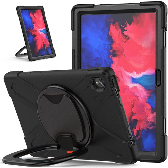 For Lenovo XiaoXin Pad 11 / Pad 11 Plus 2021 / Pad 2022 Silicone + PC Protective Case with Holder & Shoulder Strap(Black)