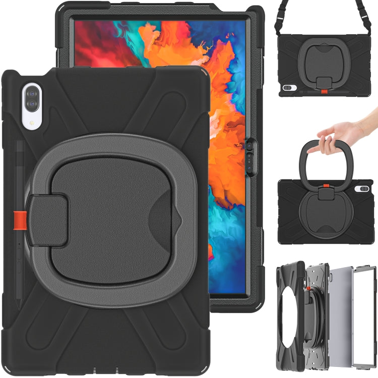 For Lenovo Tab P11 Pro 11.5 inch Silicone + PC Protective Case with Holder & Shoulder Strap(Black) - Lenovo by PMC TechLife | Online Shopping South Africa | PMC TechLife | Buy Now Pay Later Mobicred