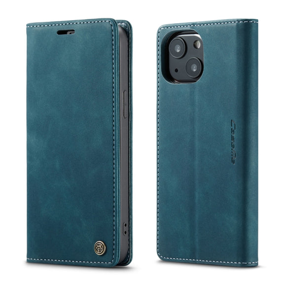 For iPhone 13 mini CaseMe-013 Multifunctional Retro Frosted Horizontal Flip Leather Case with Card Slot & Holder & Wallet (Blue)