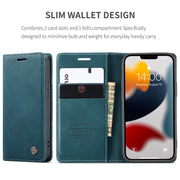 For iPhone 13 mini CaseMe-013 Multifunctional Retro Frosted Horizontal Flip Leather Case with Card Slot & Holder & Wallet (Blue)