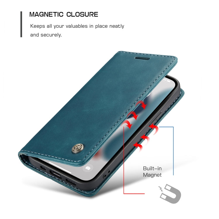 For iPhone 13 mini CaseMe-013 Multifunctional Retro Frosted Horizontal Flip Leather Case with Card Slot & Holder & Wallet (Blue)