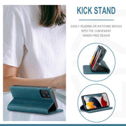 For iPhone 13 mini CaseMe-013 Multifunctional Retro Frosted Horizontal Flip Leather Case with Card Slot & Holder & Wallet (Blue)