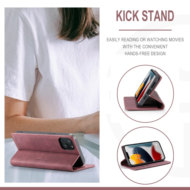 For iPhone 13 mini CaseMe-013 Multifunctional Retro Frosted Horizontal Flip Leather Case with Card Slot & Holder & Wallet (Wine Red)