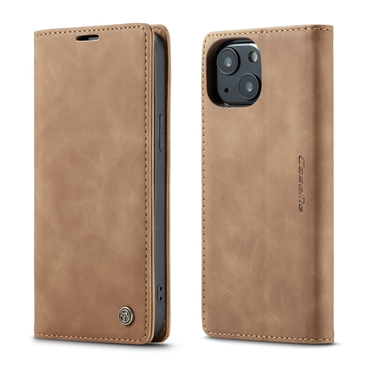 For iPhone 13 mini CaseMe-013 Multifunctional Retro Frosted Horizontal Flip Leather Case with Card Slot & Holder & Wallet (Brown)