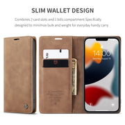 For iPhone 13 mini CaseMe-013 Multifunctional Retro Frosted Horizontal Flip Leather Case with Card Slot & Holder & Wallet (Brown)