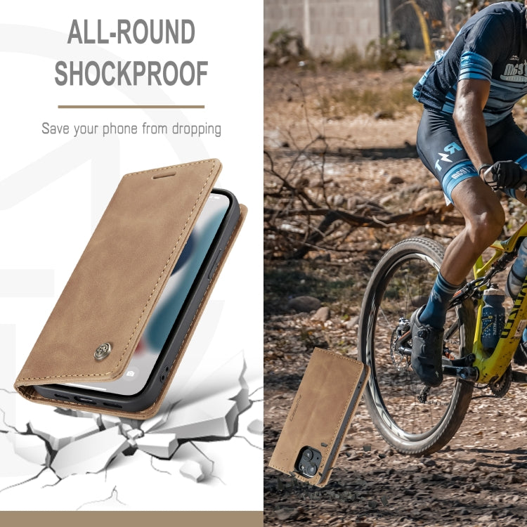 For iPhone 13 mini CaseMe-013 Multifunctional Retro Frosted Horizontal Flip Leather Case with Card Slot & Holder & Wallet (Brown)