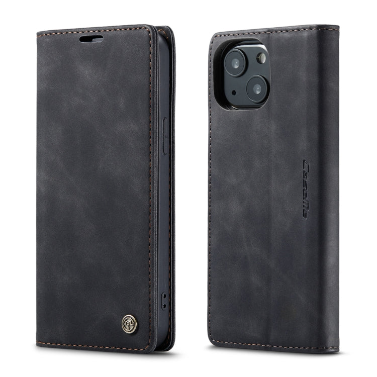 For iPhone 13 CaseMe-013 Multifunctional Retro Frosted Horizontal Flip Leather Case with Card Slot & Holder & Wallet(Black)
