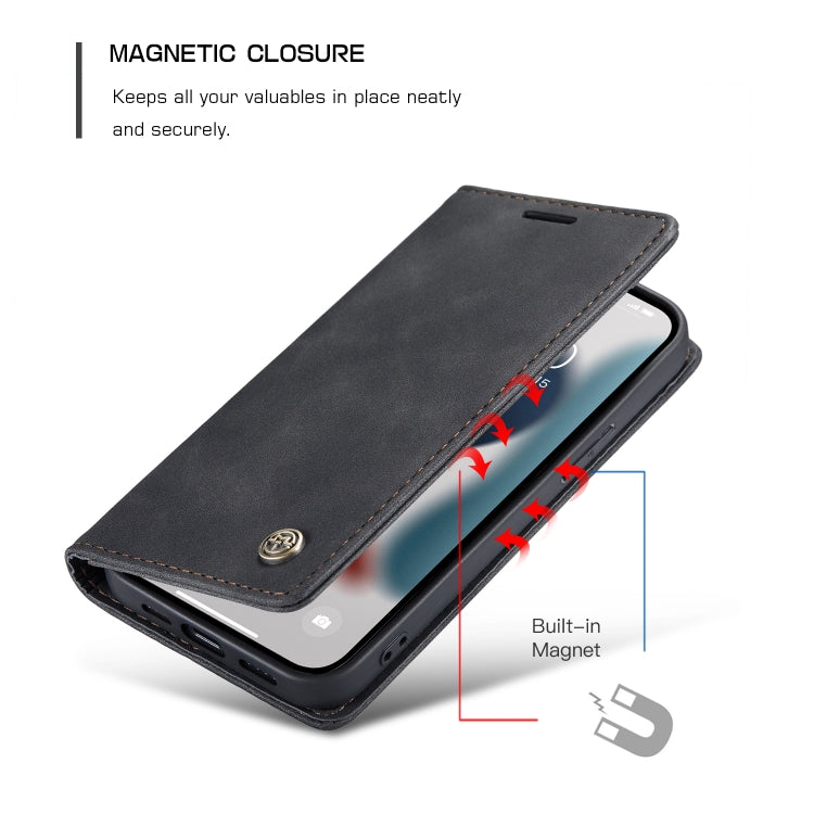 For iPhone 13 CaseMe-013 Multifunctional Retro Frosted Horizontal Flip Leather Case with Card Slot & Holder & Wallet(Black) - free shipping - PMC Jewellery - Order now!