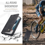 For iPhone 13 CaseMe-013 Multifunctional Retro Frosted Horizontal Flip Leather Case with Card Slot & Holder & Wallet(Black)
