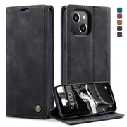 For iPhone 13 CaseMe-013 Multifunctional Retro Frosted Horizontal Flip Leather Case with Card Slot & Holder & Wallet(Black)