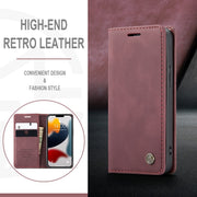 For iPhone 13 CaseMe-013 Multifunctional Retro Frosted Horizontal Flip Leather Case with Card Slot & Holder & Wallet(Wine Red)