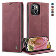 For iPhone 13 CaseMe-013 Multifunctional Retro Frosted Horizontal Flip Leather Case with Card Slot & Holder & Wallet(Wine Red) - free shipping - PMC Jewellery - Order now!