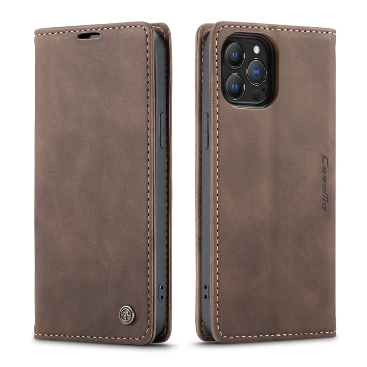 For iPhone 13 Pro Max CaseMe-013 Multifunctional Retro Frosted Horizontal Flip Leather Case with Card Slot & Holder & Wallet (Coffee) - free shipping - PMC Jewellery - Order now!