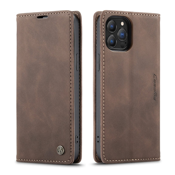 For iPhone 13 Pro Max CaseMe-013 Multifunctional Retro Frosted Horizontal Flip Leather Case with Card Slot & Holder & Wallet (Coffee)