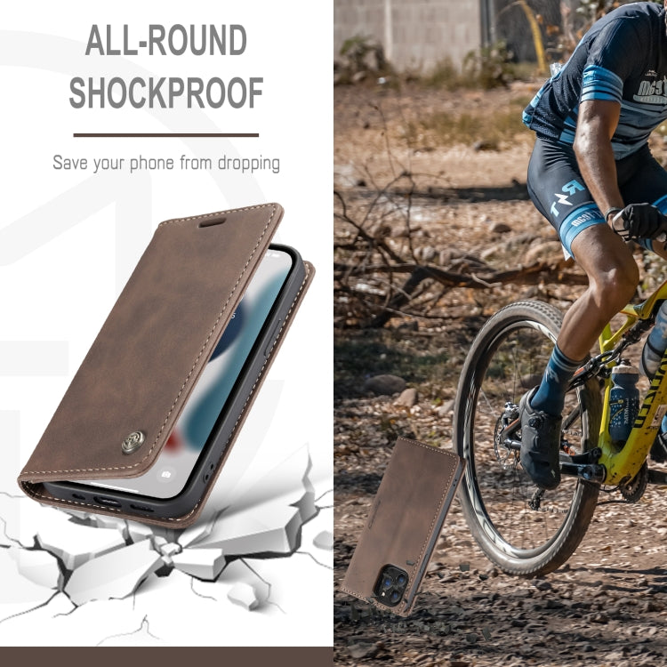 For iPhone 13 Pro Max CaseMe-013 Multifunctional Retro Frosted Horizontal Flip Leather Case with Card Slot & Holder & Wallet (Coffee) - free shipping - PMC Jewellery - Order now!