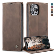 For iPhone 13 Pro Max CaseMe-013 Multifunctional Retro Frosted Horizontal Flip Leather Case with Card Slot & Holder & Wallet (Coffee)