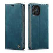For iPhone 13 Pro Max CaseMe-013 Multifunctional Retro Frosted Horizontal Flip Leather Case with Card Slot & Holder & Wallet (Blue)