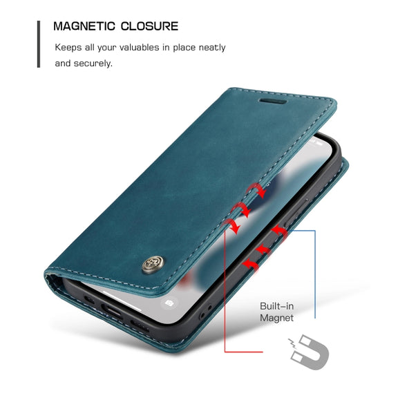 For iPhone 13 Pro Max CaseMe-013 Multifunctional Retro Frosted Horizontal Flip Leather Case with Card Slot & Holder & Wallet (Blue)