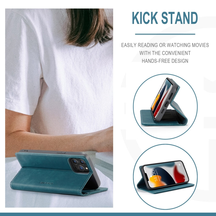 For iPhone 13 Pro Max CaseMe-013 Multifunctional Retro Frosted Horizontal Flip Leather Case with Card Slot & Holder & Wallet (Blue) - free shipping - PMC Jewellery - Order now!