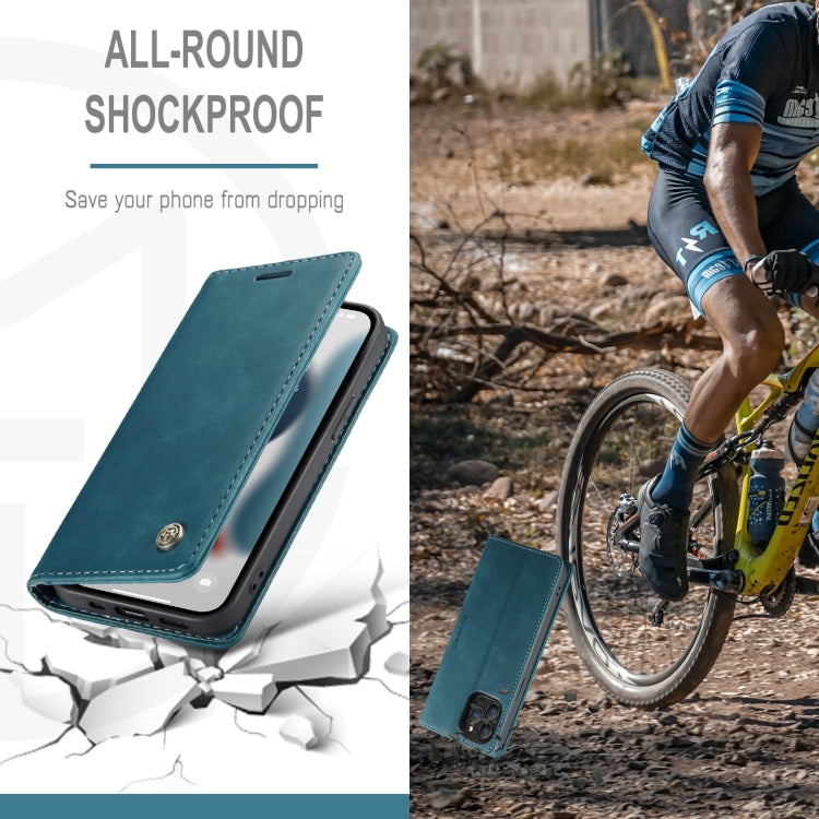 For iPhone 13 Pro Max CaseMe-013 Multifunctional Retro Frosted Horizontal Flip Leather Case with Card Slot & Holder & Wallet (Blue)