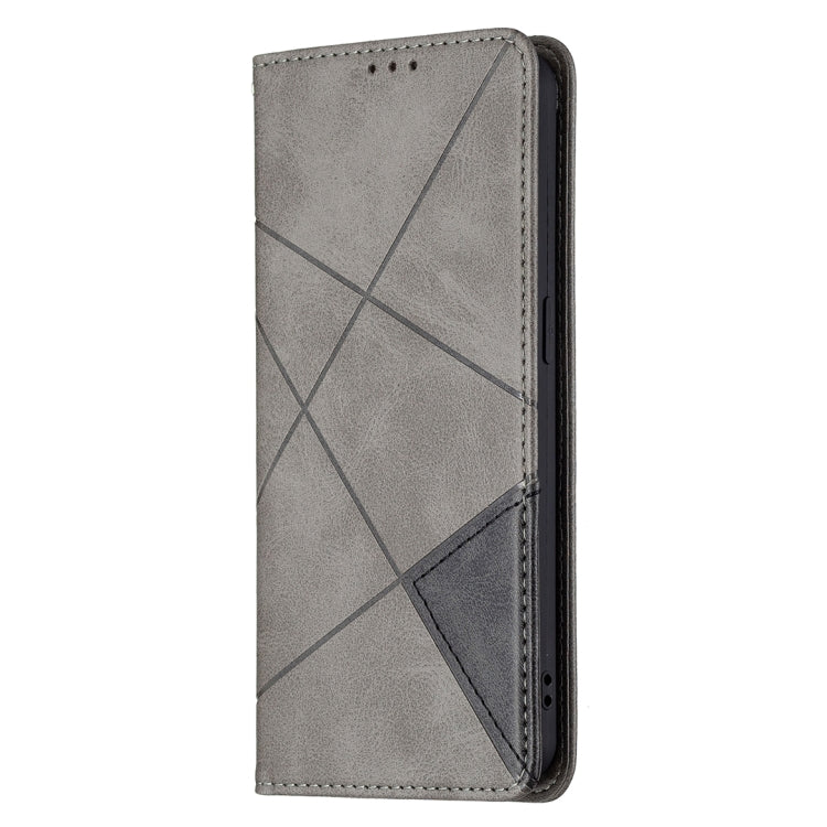 For OPPO Reno6 Rhombus Texture Horizontal Flip Magnetic Leather Case with Holder & Card Slots(Grey) - OPPO Cases by PMC TechLife | Online Shopping South Africa | PMC TechLife | Buy Now Pay Later Mobicred